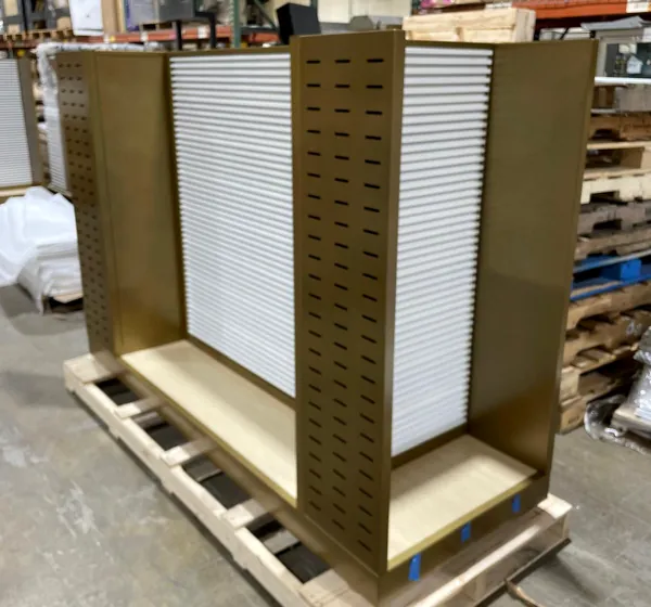 Finished four-way gondola fixture ready to ship