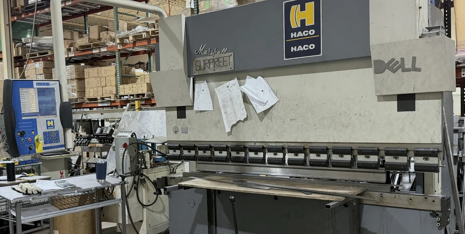 HACO press brake on the Aeco Displays bending floor