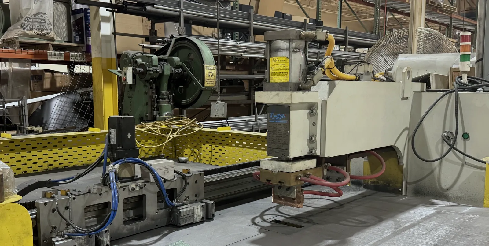 Gantry spot welder for wire grids at Aeco Displays