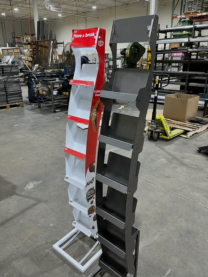 Branded candy merchandiser displays, raw and finished