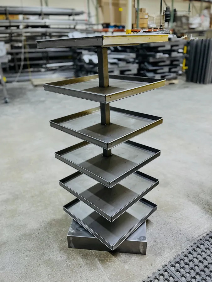 Tiered square tray display tower