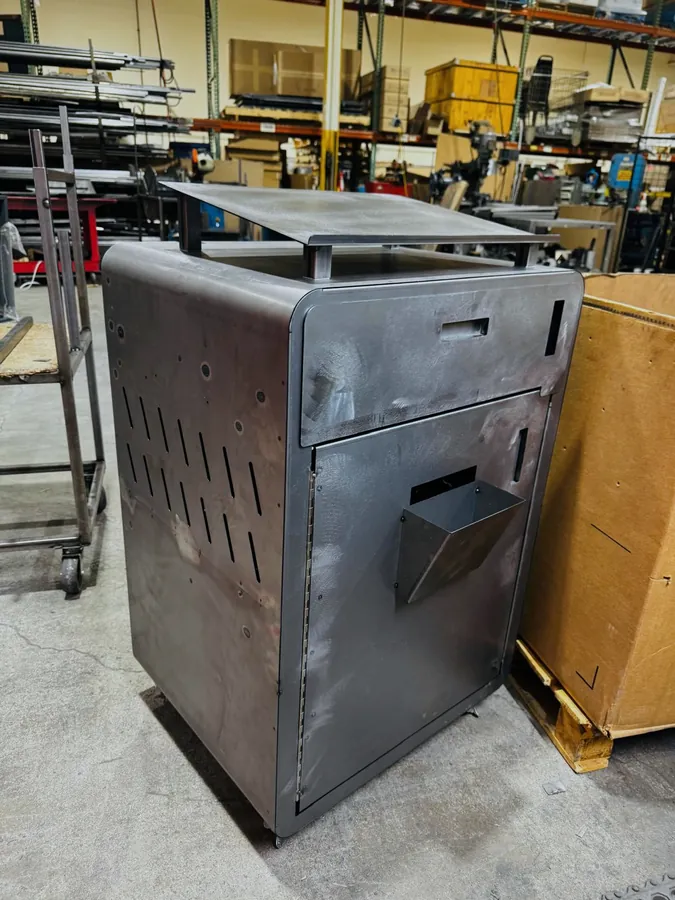 Custom hinged steel cabinet unit